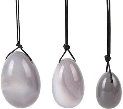 Natural Jade Yoni Egg Set Women Kegel Exerciser Vaginal Muscles Tightening Ball Crystal Rose Quartz Ben Wa Ball,Grey Agate