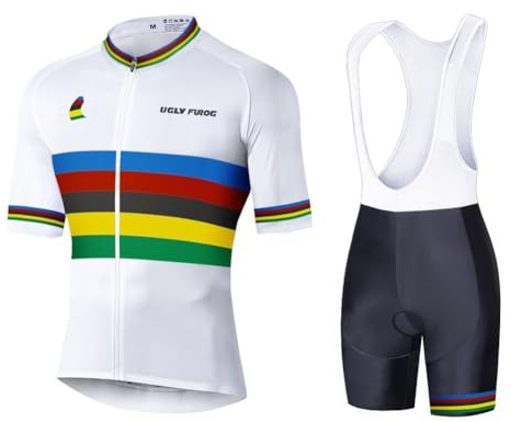 UGLY FROG Uomo Ciclismo Abbigliamento Kit Maniche Corte Jersey Set Road Bike Bib Shorts con Imbottito