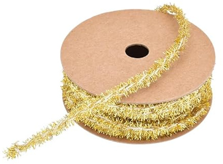 GreatRise - Ghirlanda di Lametta Metallizzata da 10 Iarde, Nastro Decorativo Scintillante Sottile per Albero di Natale, Matrimonio, Compleanno, Accessori per Decorazioni in Oro