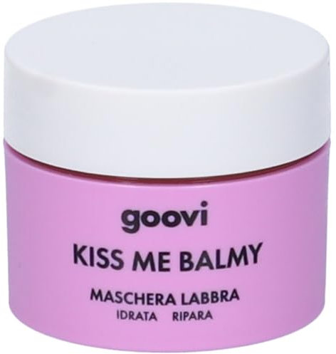 Goovi, Kiss Me Balmy, Maschera Labbra Idratazione Profonda con Burro di Karitè, Formula Leave-On con Ingredienti di Origine Naturale ad Azione Protettiva e Riparatrice, Effetto Glow, Aroma al Lampone