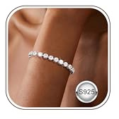 Chriscoco 925 Sterling Silver Bracelet for Women Adjustable Ladies Silver Bracelets Hypoallergenic Tennis Bracelet Stackable Dainty Link Chain Bracelets for Women Girls 18.5 CM