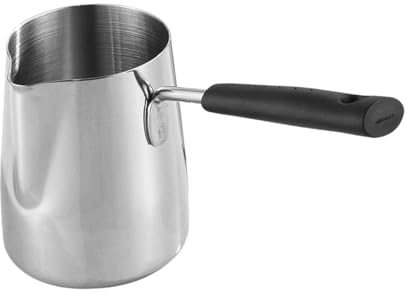 Cafetera turca de acero inoxidable fácil de limpiar con superficie lisa, 250 ml, color plateado