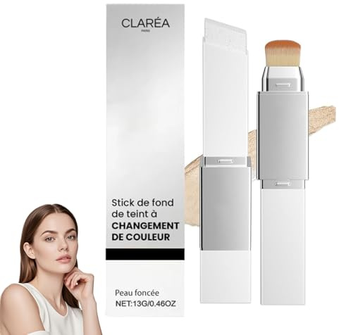 Clarea Fond de Teint 2-en-1 Avec Pinceau Intégré, Clarea Fond De Teint Stick Coréen Couvrant Imperfections, Crème De Recouvrement Hydratante Et Légère, Long Tenue Résistant à L'eau (Lvory)