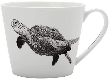 Maxwell & Williams DX0225 Marini Ferlazzo Becher Sea Turtle, aus Bone China Porzellan, Schwarz, Weiß, 450 ml, in Geschenkbox