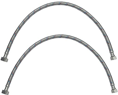 AERZETIX - C50995 - Satz von 2 - Flexibler anschlussschlauch - flexschlauch - 600mm - 1/2 weiblich - 3/8 weiblich - wasserhahn gesundheitlichen mischbatterie küche badezimmer sanitär