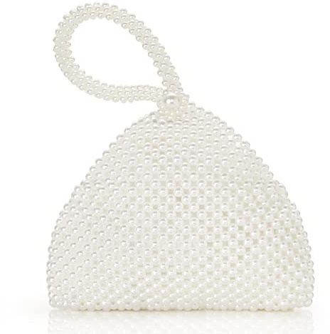BABEYOND Pearl Clutch Purse Evening Bags for Women Elegant Triangle Purse for Wedding Bride Party Prom