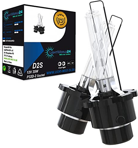 LIGHTWORLD24 D2S Xenon Bulb 6000K HID Headlight Bulb 35W for Car Headlight 12V Xenon Headlight Bulbs, HID Xenon Lamp, Discharge Lamp Set of 2