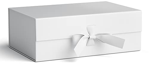 GIFTSAY Magnetic Gift Box for Presents 32.2 x20.3 x11.4 cm,Large Gift Boxes White with Lid for Gifts, Paper Wedding Favor Boxes,Birthday Gift Box Bulk, Party Favor Boxes