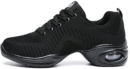 Zapatillas Jazz Zapatillas de Danza Moderna para Mujer Señoras de Encaje hasta Zapatillas de Deporte Transpirable de Baile de salón de Zapatos de Baile al Aire Libre