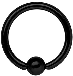 Piercing íntimo de acero PVD negro en 1,2 mm con bola de sujeción, 10.00