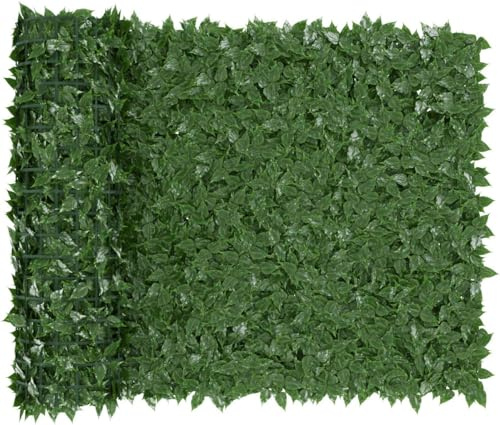 Bricozone Siepe Finta Artificiale Rotolo Rete Frangivento Ornamentale Con Foglia Edera Lauro Osmantus Sintetica Anticaduta Per Ringhiera Terrazzo Balcone Giardino (1.5 x 6 metri)