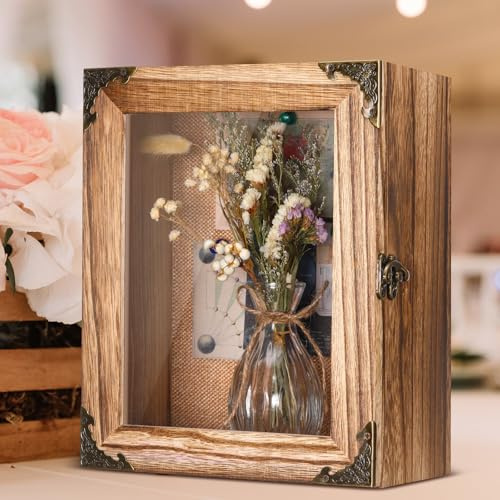 Cinnvoice 4.7 Extra Deep Shadow Box Frame Display Case, Brown, 8x10 Inch
