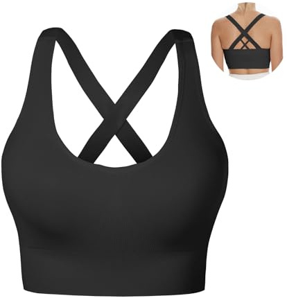 Nabawa Reggiseno Sportivo da Donna Non Imbottito Supporto Medio Criss Cross Back Strappy Reggiseni Sportivi Senza Cuciture ad Alto Impatto Yoga Reggiseno da Allenamento Palestra Activewear Top