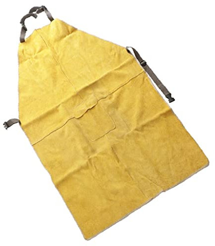 Wdfnexalai Tablier de soudeur isolant thermique en cuir de vache artificiel jaune 90 x 60 cm, Jaune, 90 x 60 cm, 90x60 cm