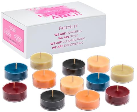 PartyLite Tea Lights Sampler, Passionate & Happy with Optimistic Scented Candles, Gift Set of 12, Aromatherapy with up to 4 to 6 Hours Burn Time, Ideal for Home Decor, Holiday Gifting and Celebration
