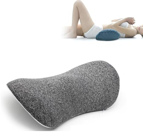 Lumbar Support Pillow Ergonomic: Back Cushion Streamline Memory Foam for Lower Pain Relief Office Chair Car Seat Gaming Recliner and Sleeping Travel (Gray)
