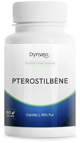 Ptérostilbène pur - Concentré à 90% de trans-ptérostilbène - Antioxydant - 50 mg/gélule - Forme naturelle, Hautement biodisponible, Extraction verte - 60 gélules (1 à 2 mois) - Dynveo