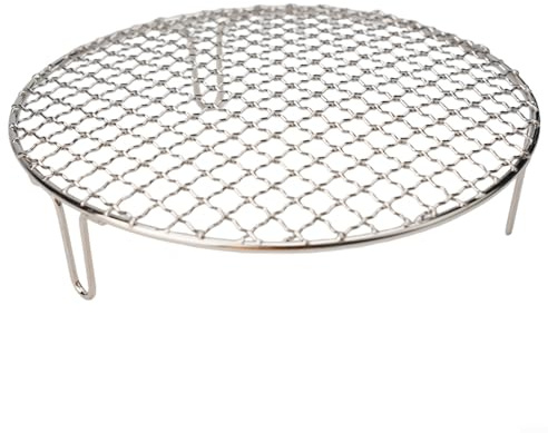 Griglia rotonda in acciaio inox con gambe per barbecue da campeggio, griglia per cottura all'aperto, vassoio in rete per stufe da campeggio, diverse dimensioni disponibili (25 cm)