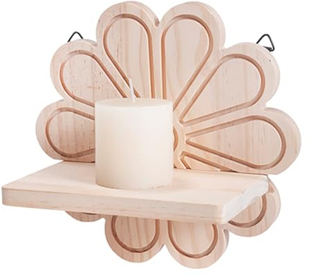 LAIOUSN Scaffale da parete in legno robusto stile bohémien, design elegante, piccola mensola per piante per soggiorno o camera da letto mensola da parete bohémien