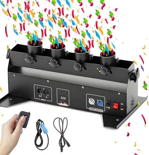 GIZMIT Lanzador eléctrico de Fuegos Artificiales, máquina de Confeti, cañón de Confeti Digital con Control Remoto/DMX, Lanzador de Confeti para Fiestas, Bodas, conciertos, espectáculos navideños