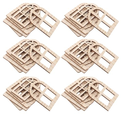 PACKOVE Kit de 50 Mini Puertas y Ventanas de Madera sin Pintar para Bricolaje Diseño Único y Fácil Instalación, Adecuado para Decoraciones Imaginativas y Creación de Figuras