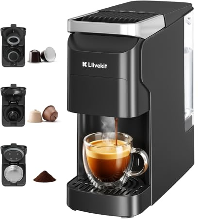 3-in-1 Kaffeemaschine | 20 Bar Kapselmaschine Kompatibel mit Nespresso, Dolce Gusto, ESE Pads & Kaffeepulver | Automatische Espressomaschine mit Selbstreinigung, 920ml Wassertank für Heim & Büro