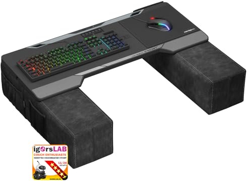 Couchmaster CYCON³ HORIZONLIGHT Bar, Ultimate Ergonomic USB-Hub Gaming Lap Desk for Couch and Bed, Large, Stable and Compatible with All Keyboards and Mouse/Mice, Laptops, PCs, PS4/5, Xbox