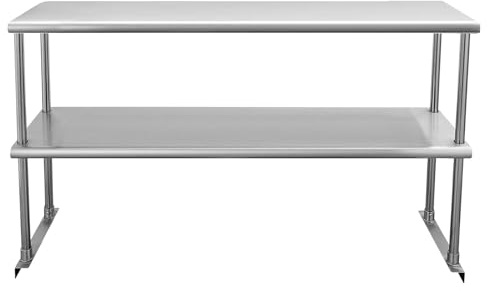 Profeeshaw Stainless Steel Overshelf for Prep & Work Table 12” x 48” NSF Commercial Adjustable Double Shelf 2 Tier for Restaurant, Bar, Utility Room, Kitchen and Garage