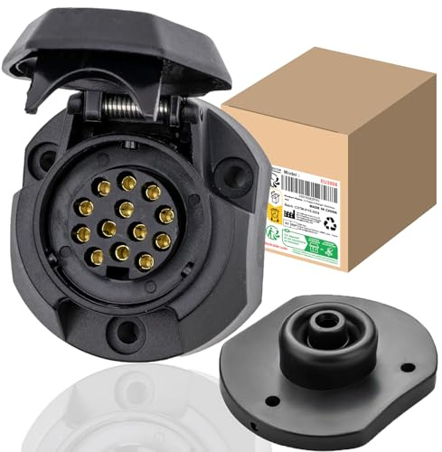 CXTM 13poligen Dose, 13 polige Steckdose, Schraubkontakt nach ISO 11446, für 12 V Hänger, Dichtung hinten, 13polieger Steckdose, 13 poliger Anhängersteckdose
