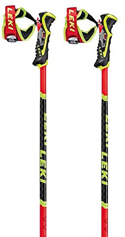 LEKI Dam, herrar skidstav WCR TBS SL 3D ljus röd-svart-neon gul 115
