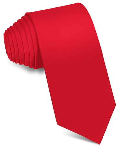 JUNMEISI Men's Ties Solid Pure Color 3.15 (8CM) Necktie Red Ties For Men