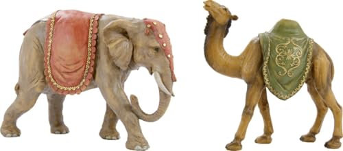 FADEDA 2X Elefant und Kamel/Höhe:25 cm/handbemalt/detailgetreue Krippen Figuren - Weihnachten Tisch Dekoration Krippe Zubehör