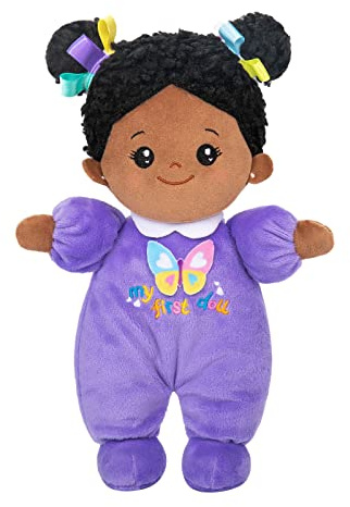 OUOZZZ 25cm Black Rag Doll, Washable Soft Baby Doll for Girls | My first doll for 1 2 3 year old girls, ideal baby shower present and toddler birthday gift, perfect all-day companion