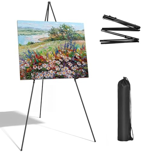 Caballete Plegable Pintura, Caballete para Cartel de Boda, Caballete de Exhibición de 160 cm, Caballete Portátil Negro para Letreros de Bienvenida, Pinturas, Lienzos, Bodas, Publicidad
