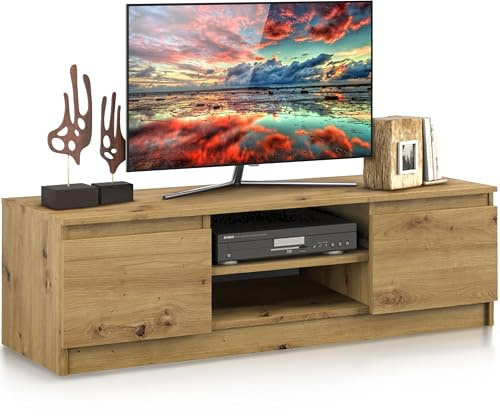 Beneli TV-Lowboard Artisan 120x40x36 cm | Moderner Fernsehschrank in Holzoptik | TV-Möbel mit Stauraum | Natürliches Design