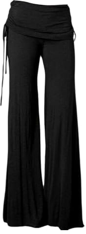 ticticlily Pantalon Femme Fluide Évasé Chic et Élégant Jupe Culotte Léger Ete Pantalons Large Taille Haute Elastique avec Cordon de Yoga Sport Casual Plage Bootcut Trousers A Noir XL