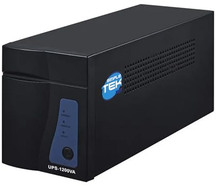 SIMPLETEK - Alimentation sans interruption UPS 1200 VA / 500 W avec 3 prises Schuko/UE, protection contre les courts-circuits, charge hors ligne, fonction AC auto restart