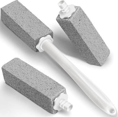 Pumice Stone for Toilet Cleaning, Extra Long Handle for Removing Bowl Ring, Pool, Bathroom, Toilet Brush, 4 Pack