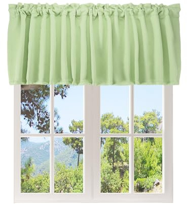 sourcing map Mantovana per finestra, 132 x 45,7 cm, piccola, corta, filtrante della luce, trasparente, per finestre, camera da letto, bagno, soggiorno, cucina, verde chiaro