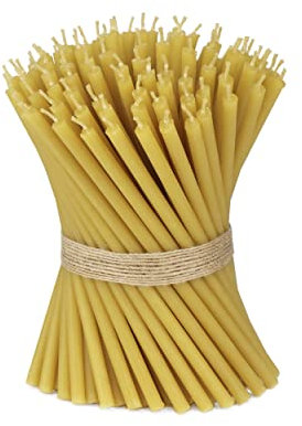 NKlaus 355g. Bienenwachs Altarkerzen Kirchenqualität dünne Kerzen Ritualkerzen - Bienenwachskerzen Gelb (ca. 100 Stück) 36261