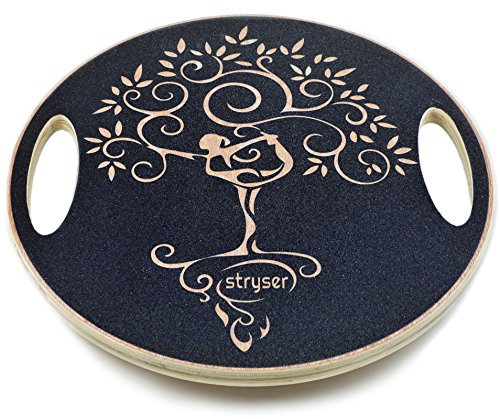 Stryser Balance Board aus Holz - Gleichgewichtstrainer, Bewegungskreisel für Physiotherapie inkl. Therapie-Kreisel, Wackelbrett 39,5 cm