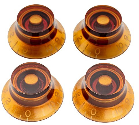 Musiclily Pro Linkshänder Imperial Zoll Größe Hutform Potiknopfe Top Hat Knobs für Linkshänder USA Les Paul Style E-Gitarre, Bernstein (4er Set)