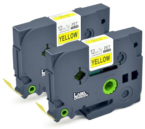 Label Orison Kompatibel märkband som ersättning för Brother TZe-631 TZE 631 svart på gul 12 mm etikettband för Brother PT-1000 1010 1080 H105 E110 P300BT H100LB D200BW P700 E110 D40, 2x