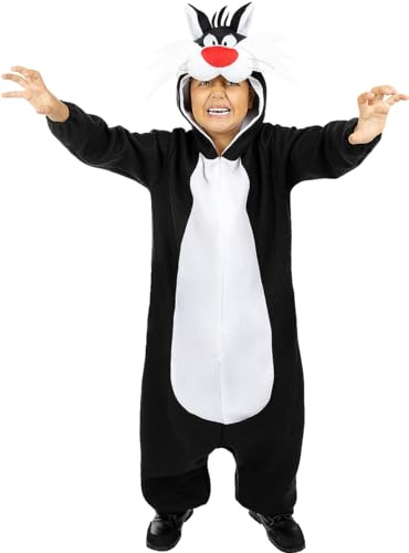 Funidelia | Costume di Silvestre - Looney Tunes per bambina e bambino Cartoni Animati, Sylvester the Cat - Costume per Bambini e accessori per Feste, Carnevale e Halloween - Taglia 3-4 anni - Nero