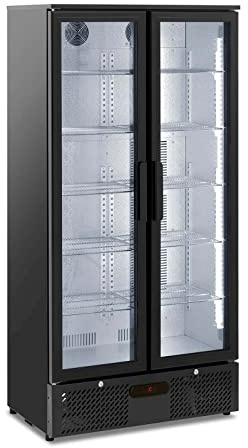Royal Catering RC-BC004 - Frigorifero per bevande, 458 l, in acciaio verniciato a polvere, con porta in vetro