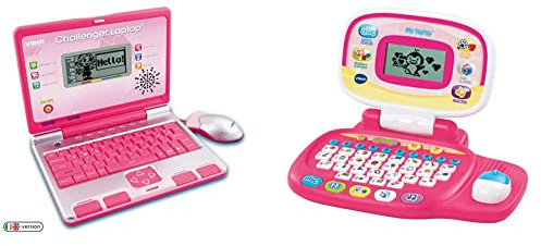 VTech Challenger Kids Computer, Pink, Educational Toy with Vocabulary, Maths & French Learning Games, 2 Player Fun Laptop