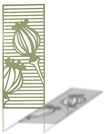 Nortene Panneau en métal Deco Panel Vert Olive - 0,60 x 1,50 m - Pose Murale ou sur Sol Meuble