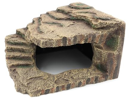 Gömställen för reptiler i harts, grotta habitatdekor för geckoleopard, ödlor, padda, sköldpadda (B- extra stor)