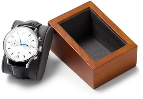 Papten Retro-Stil Uhrenbox aus Holz, Uhren Aufbewahrungsbox Uhrenhalter Uhrenkasten mit Uhrenkissen Massivholz Uhrenbox (Dunkelgrau)