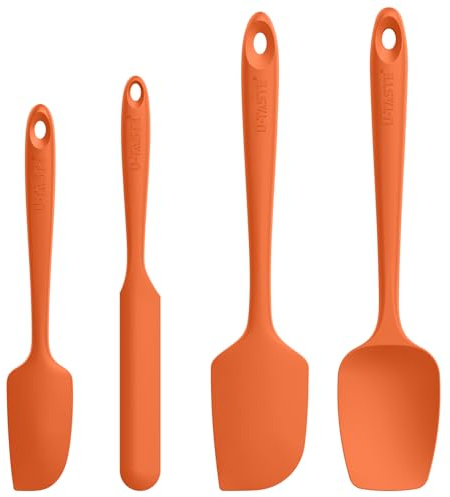 Spatule Silicone Lot de 4: U-Taste Cuisine Maryse Pâtisserie Résistante à la Chaleur 250℃, Ustensiles à Marise Patissier Alimentaire Antiadhésive Flexible sans BPA pour la Cuisson (Orange)